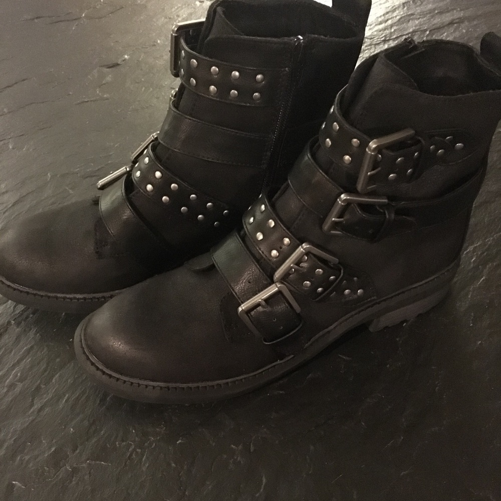 SALE-Black Biker Boots - Picture 2 of 5